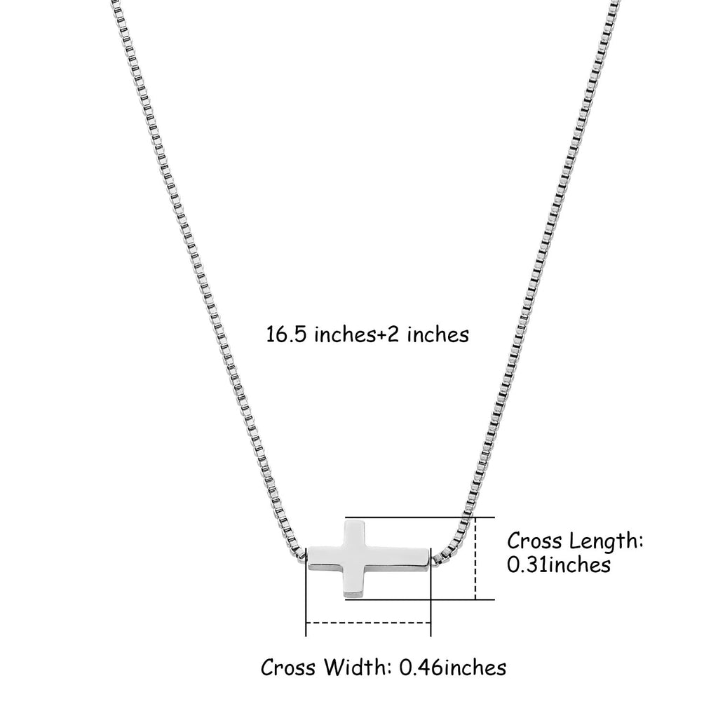 Women's Sideways Cross Necklace – Stainless Steel Adjustable Chain