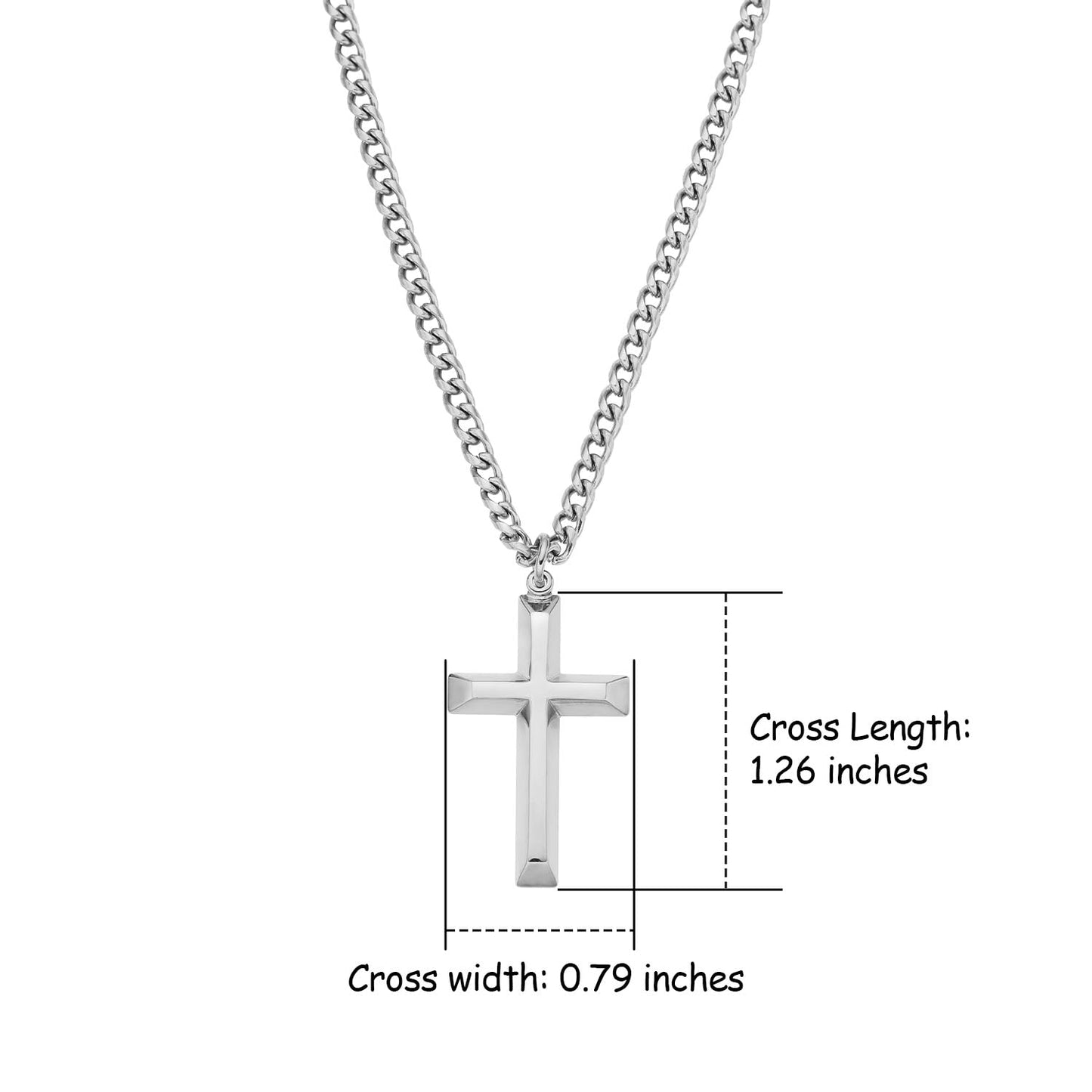 Men's Stainless Steel Cross Necklace – Silver Cuban Chain
