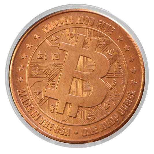 1 oz Bitcoin Copper Round & Capsule