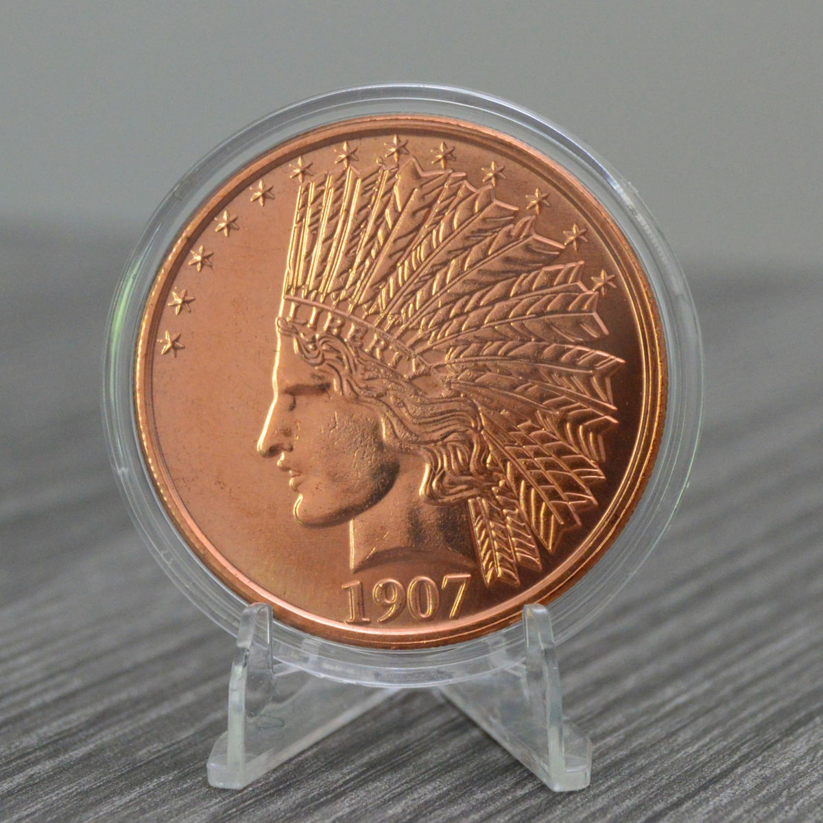 1 oz 1907 Indian Eagle Copper Round & Capsule