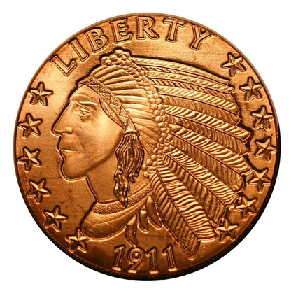 1 oz Incuse Indian Copper Round & Capsule