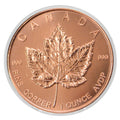 Canada Maple Leaf Design 1 oz Copper Round - .999 Fine Copper Paperweight In Acrylic Capsule