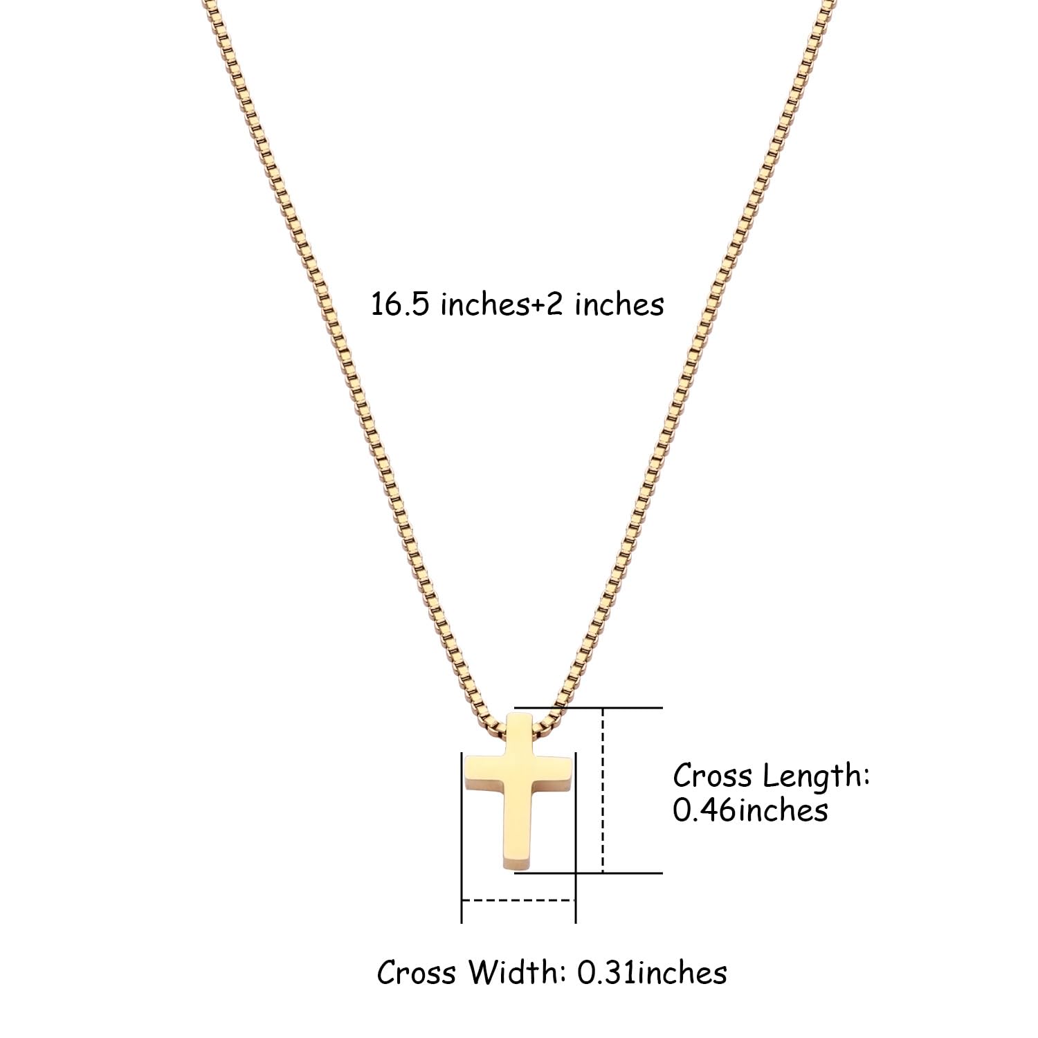 Women's Classic 18K Gold Plated Cross Necklace – Adjustable Chain