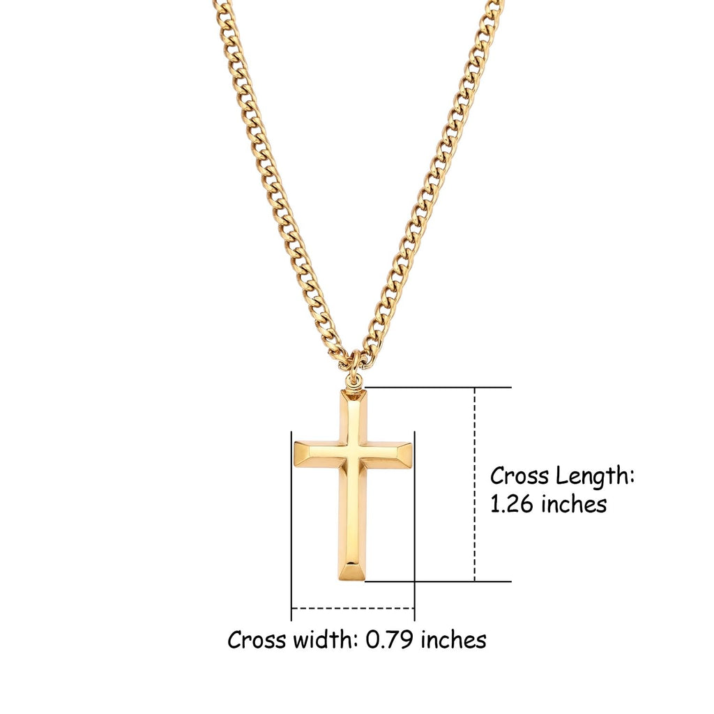 Gold Cross Necklace for Men – 18K Gold Plated Stainless Steel