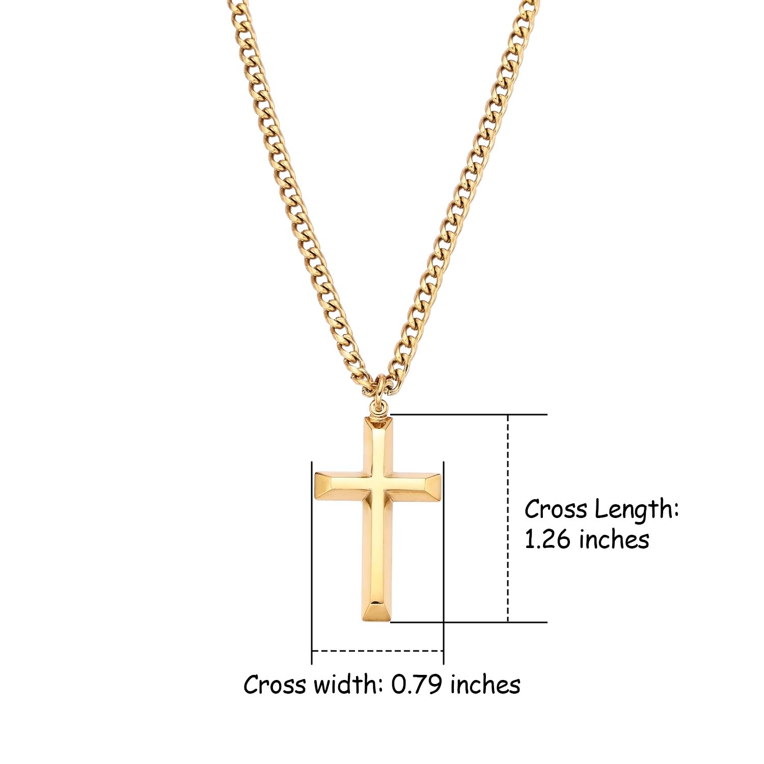 Gold Cross Necklace for Men – 18K Gold Plated Stainless Steel