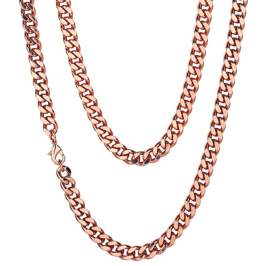 Pure Copper Cuban Chain Necklace – 5mm–12mm Width, 18–26" Length