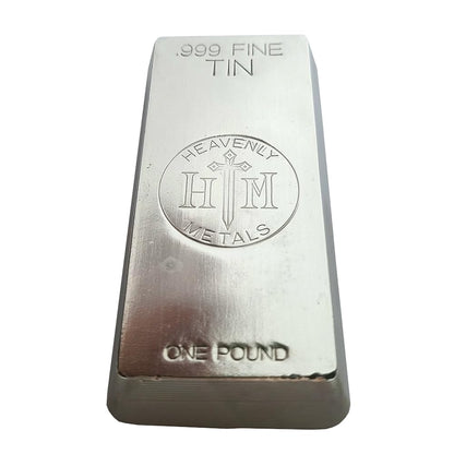 1 lb .999 Tin Hand-Poured Bullion Bar