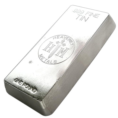 1 lb .999 Tin Hand-Poured Bullion Bar
