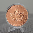 Canada Maple Leaf Design 1 oz Copper Round - .999 Fine Copper Paperweight In Acrylic Capsule