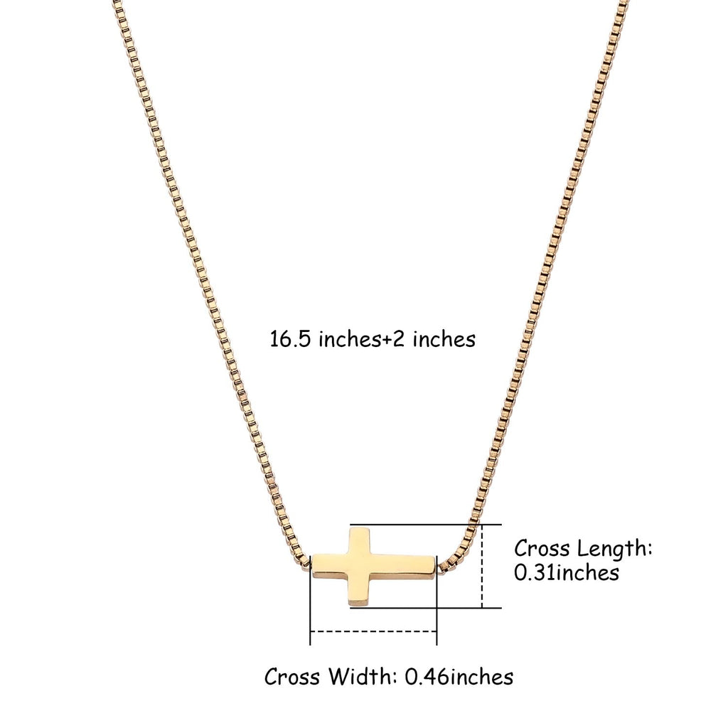 Women's Sideways 18K Gold Plated Cross Necklace – Adjustable Chain