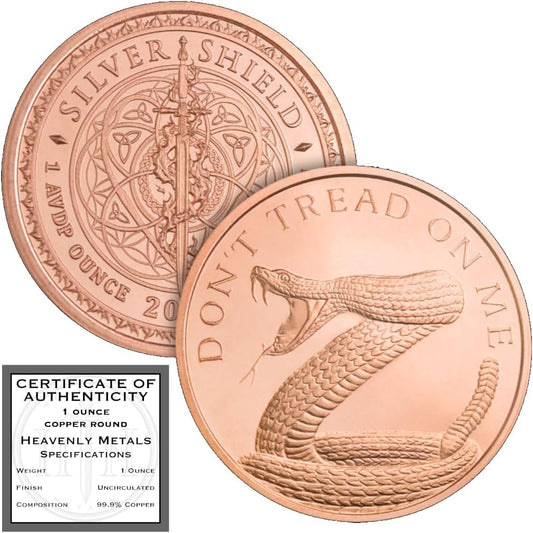1 oz Don't Tread on Me Rattlesnake Copper Round & Capsule