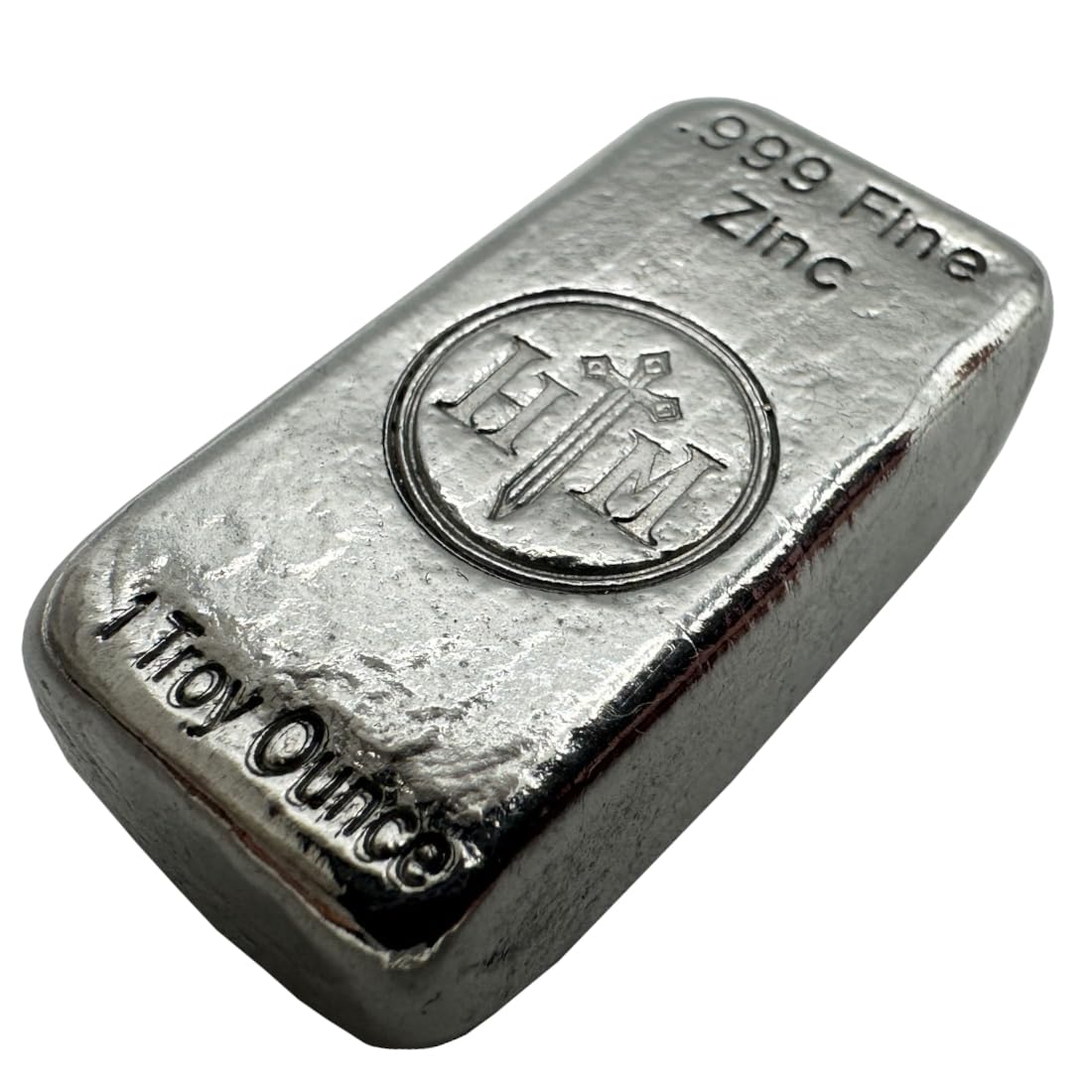 1 oz .999 Zinc Hand-Poured Bullion Bar