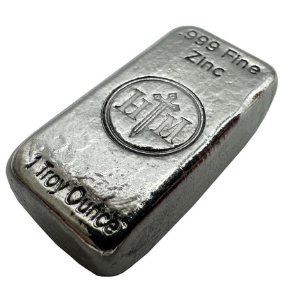 1 oz .999 Zinc Hand-Poured Bullion Bar