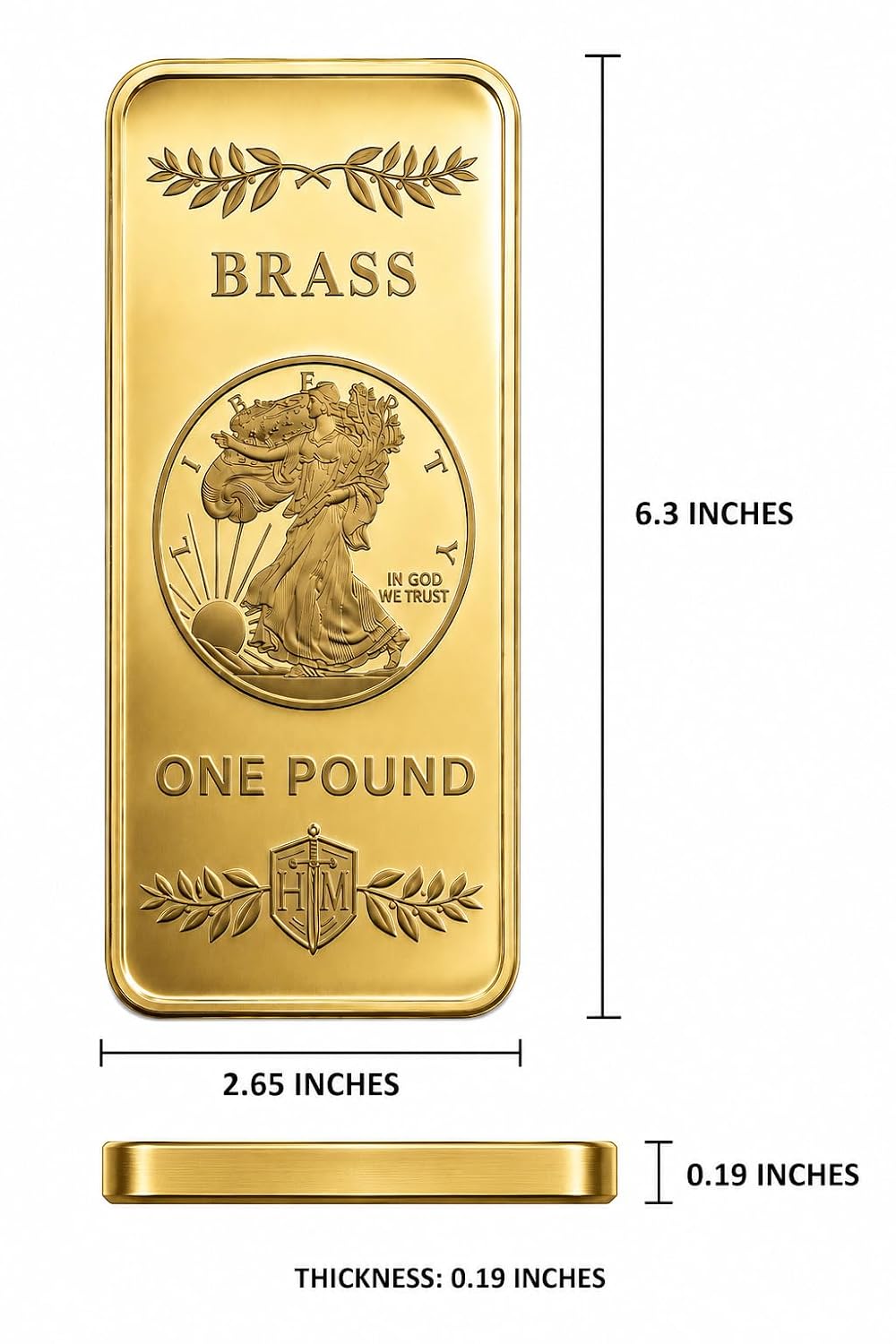 1 lb Brass Walking Liberty Bullion Bar