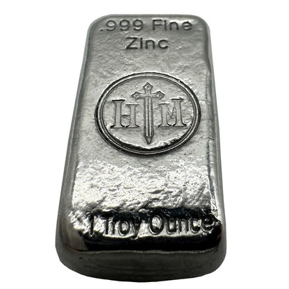 1 oz .999 Zinc Hand-Poured Bullion Bar