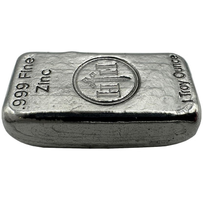 1 oz .999 Zinc Hand-Poured Bullion Bar