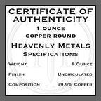 Freedom Girl Copper Round – 1 oz .999 Fine Copper