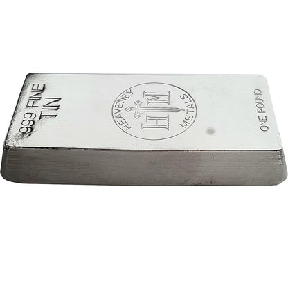 1 lb .999 Tin Hand-Poured Bullion Bar