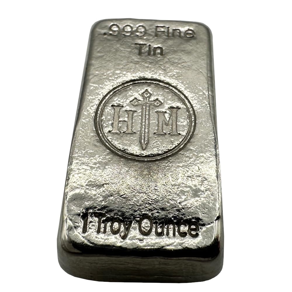1 oz .999 Tin Hand-Poured Bullion Bar