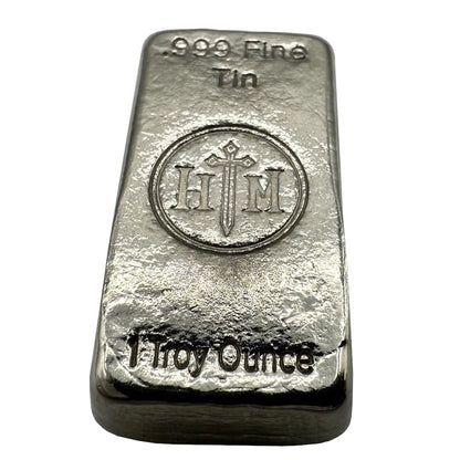 1 oz .999 Tin Hand-Poured Bullion Bar