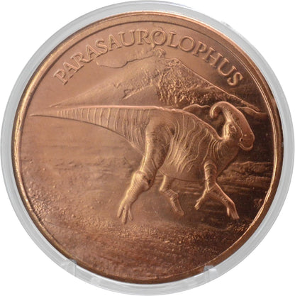 1 oz Parasaurolophus Copper Round & Capsule