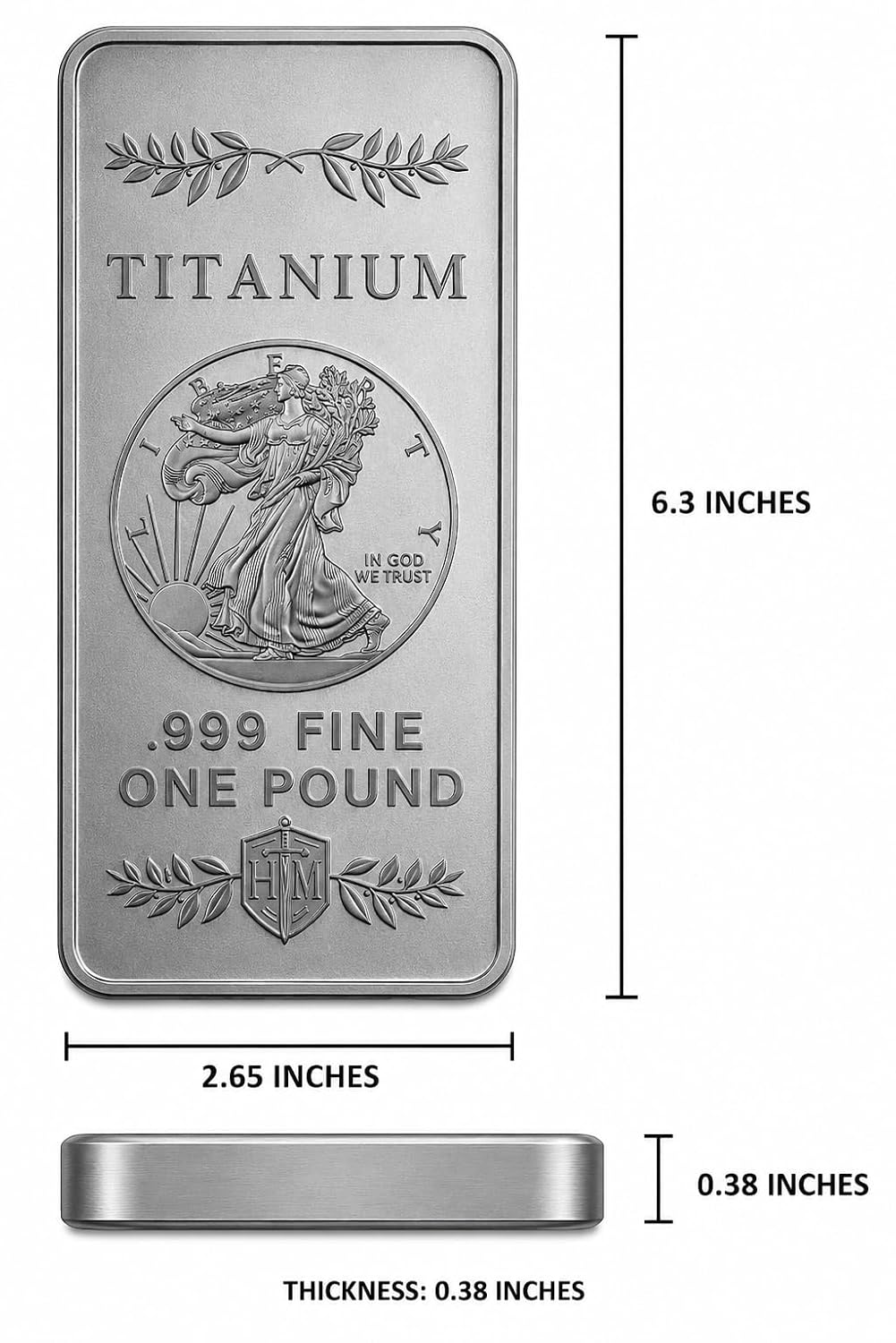 1 lb .999 Titanium Walking Liberty Bullion Bar