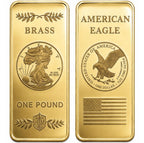 1 Pound Solid Brass Bar – Walking Liberty Mirror Polished Ingot