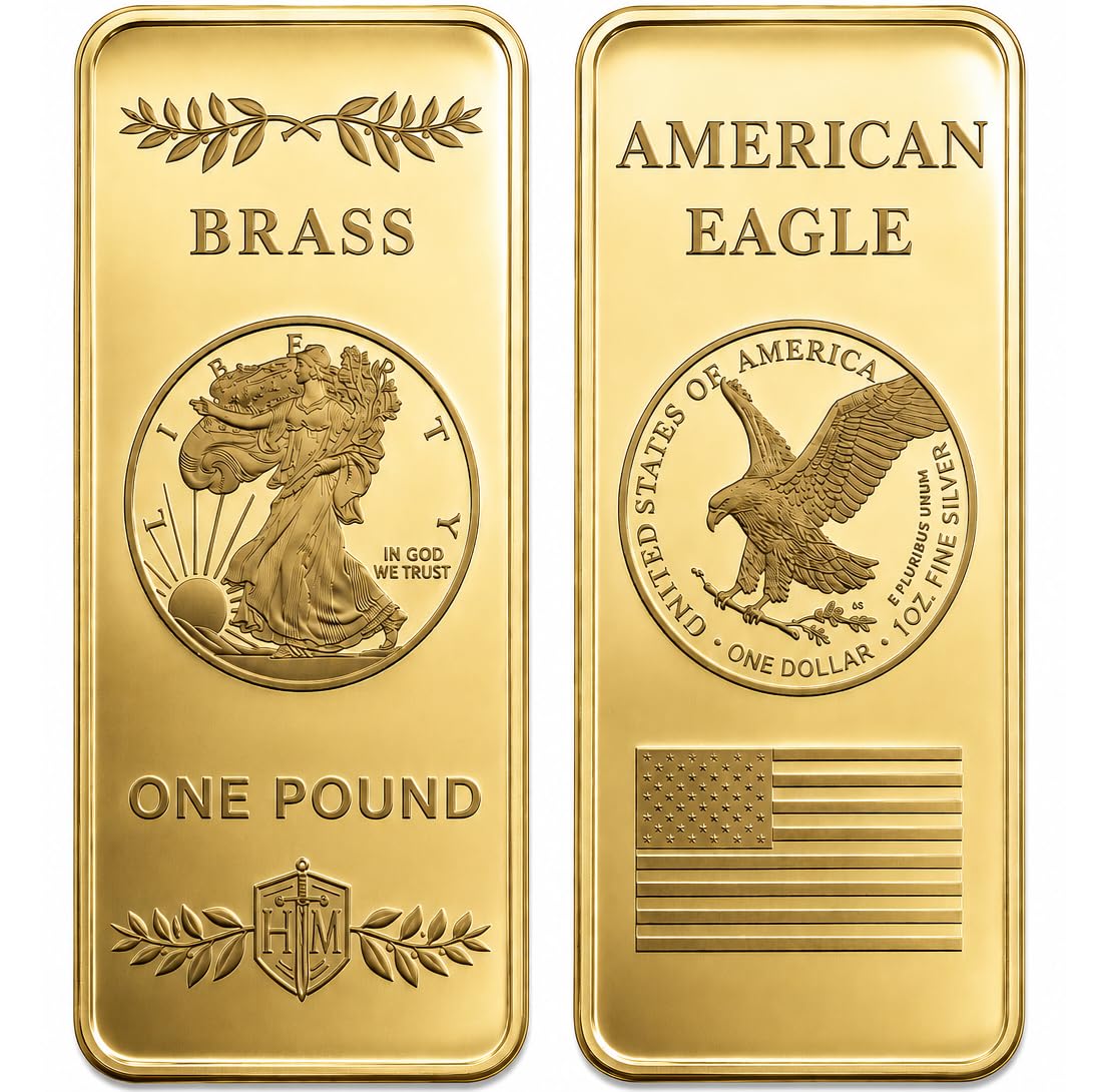 1 lb Brass Walking Liberty Bullion Bar