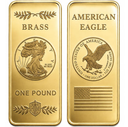 1 lb Brass Walking Liberty Bullion Bar