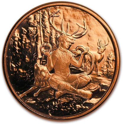 1 oz Cernunnos Copper Round & Capsule