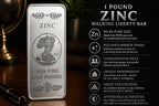 1 Pound Zinc Bar – Walking Liberty .999 Fine Ingot