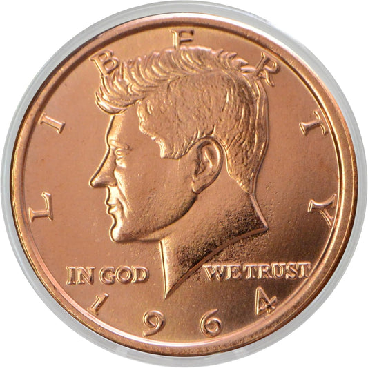 1 oz 1964 Kennedy Half Dollar Copper Round & Capsule