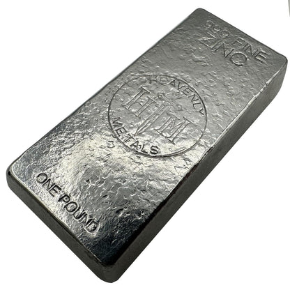 1 lb .999 Zinc Hand-Poured Bullion Bar