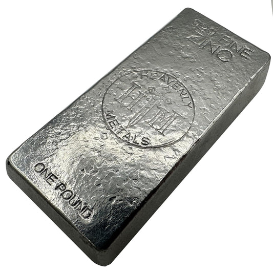 1 lb .999 Zinc Hand-Poured Bullion Bar