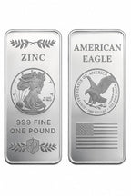 1 Pound Zinc Bar – Walking Liberty .999 Fine Ingot