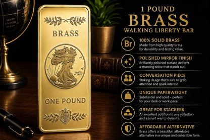 1 lb Brass Walking Liberty Bullion Bar