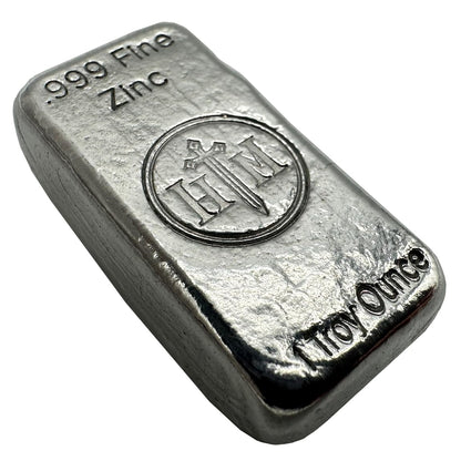1 oz .999 Zinc Hand-Poured Bullion Bar