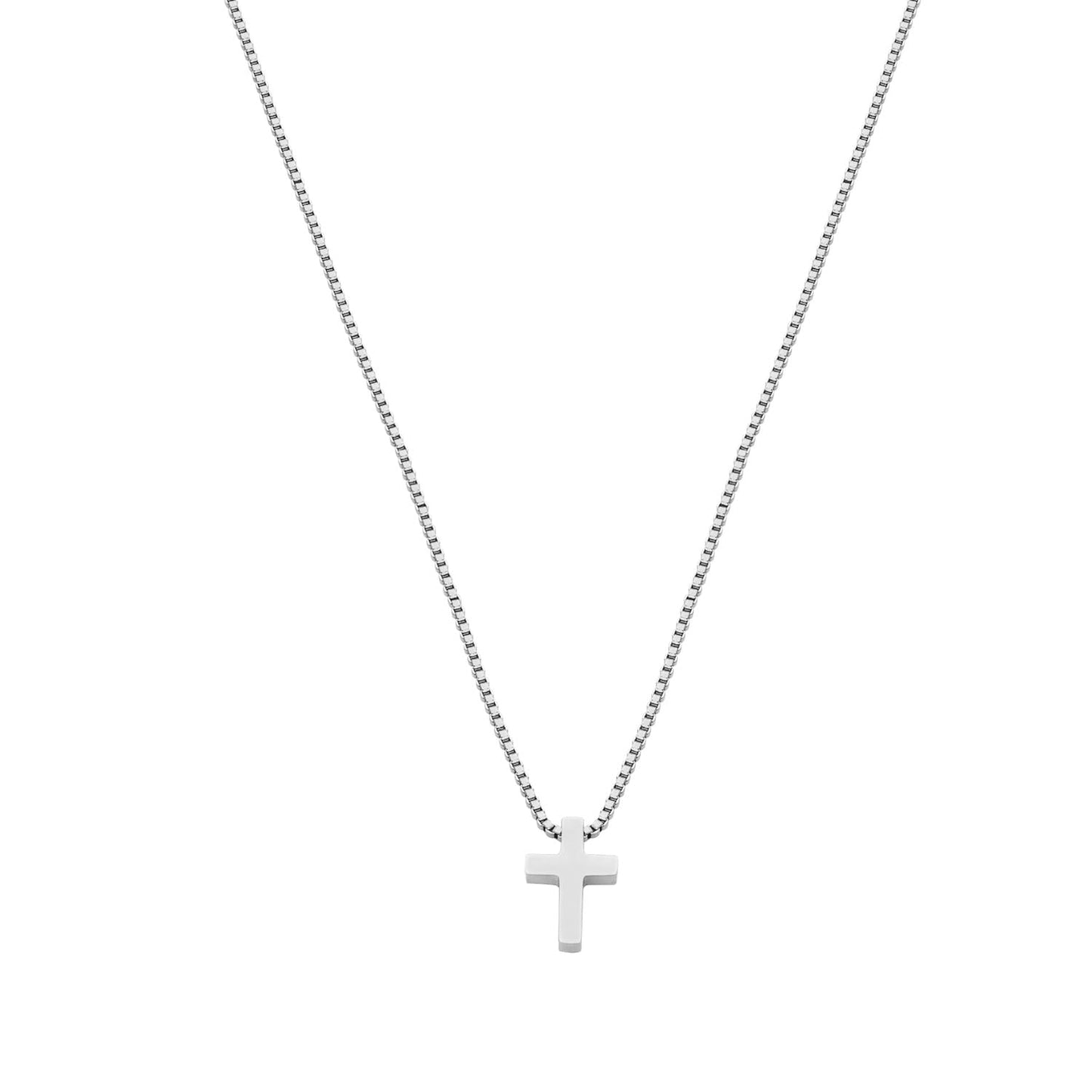 Women's Stainless Steel Classic Cross Necklace – 16.5" Box Chain + 2" Extender