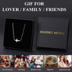 Women's Sideways Cross Necklace – Stainless Steel Adjustable Chain