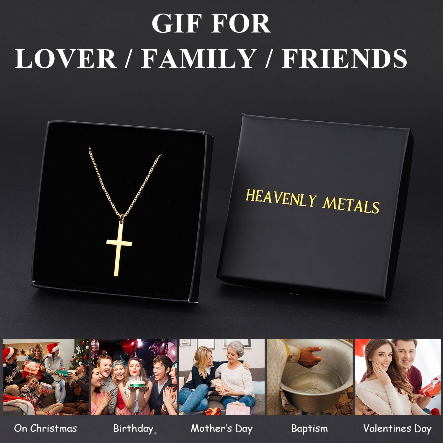 Women's 18K Gold Plated Cross Necklace – Adjustable Box Chain