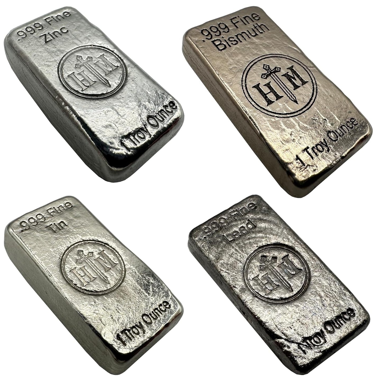 4 Pack 1 oz .999 Elemental Metal Bullion Bar Set