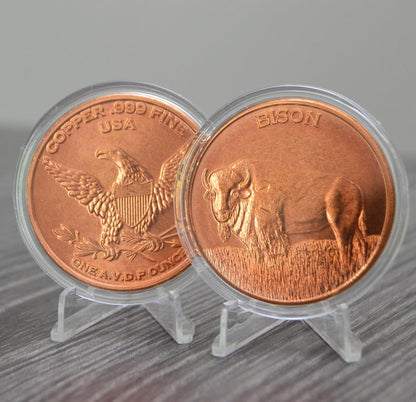 1 oz Bison Copper Round & Capsule