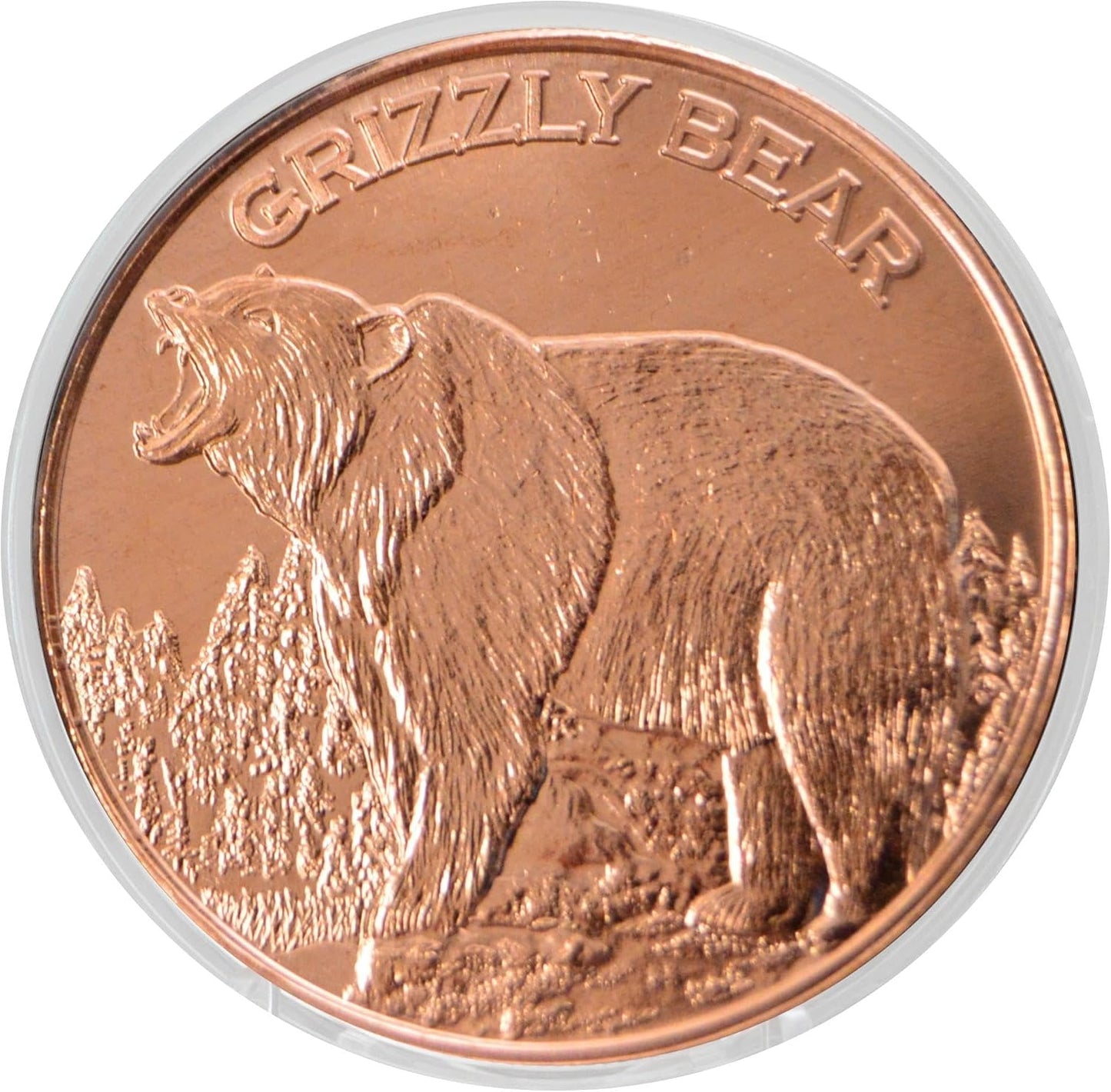 1 oz Grizzly Bear Copper Round & Capsule