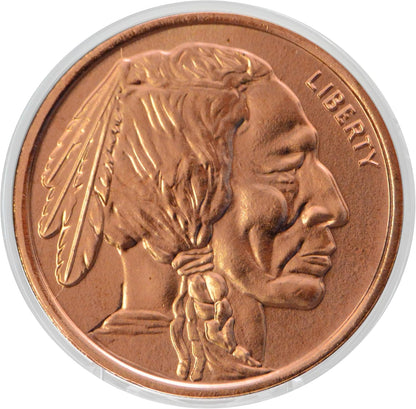 1 oz Buffalo Nickel Copper Round & Capsule