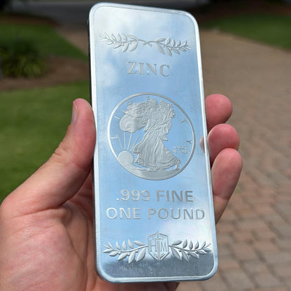 1 lb .999 Zinc Walking Liberty Bullion Bar