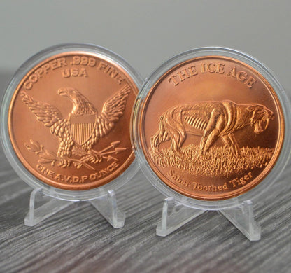 1 oz Saber Tooth Tiger Copper Round & Capsule