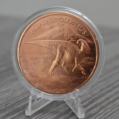 1 oz Parasaurolophus Copper Round & Capsule
