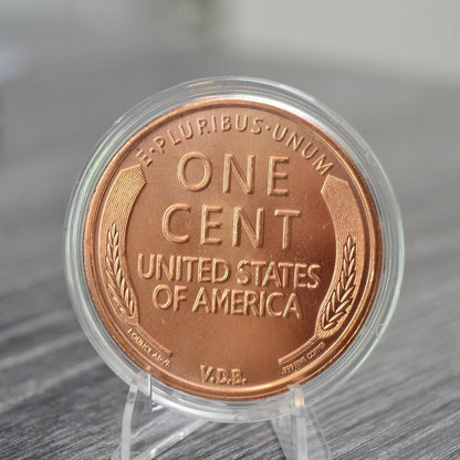 1 oz 1909 S VDB Wheat Cent Copper Round & Capsule