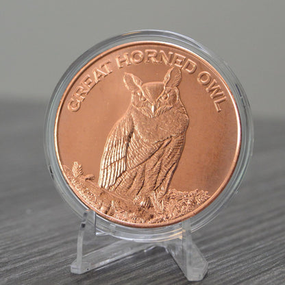 1 oz Great Horned Owl Copper Round & Capsule