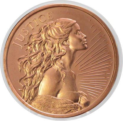 1 oz Lady Justice Copper Round & Capsule